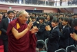 Students of Yakumo Academy, Tokyo, cheer His Holiness the Dalai Lama